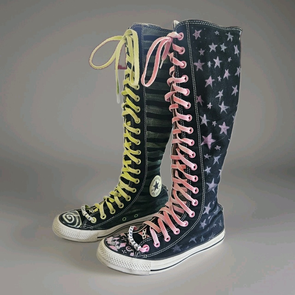 Converse All Star Chuck Taylor Knee High Black Zombies/Vampire Women's Size 7 US